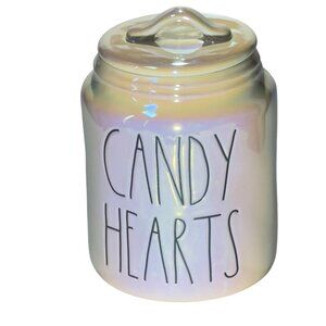 Rae Dunn Candy Hearts Ceramic Jar w/Lid Iridescent Finish Artisan Collection